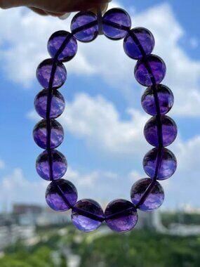 Genuine Natural High-Clarity Amethyst Bracelet | Healing Crystal for Calm & Spir